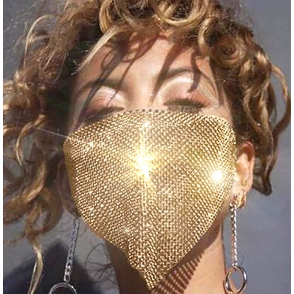 Rhinestone Golden Mask